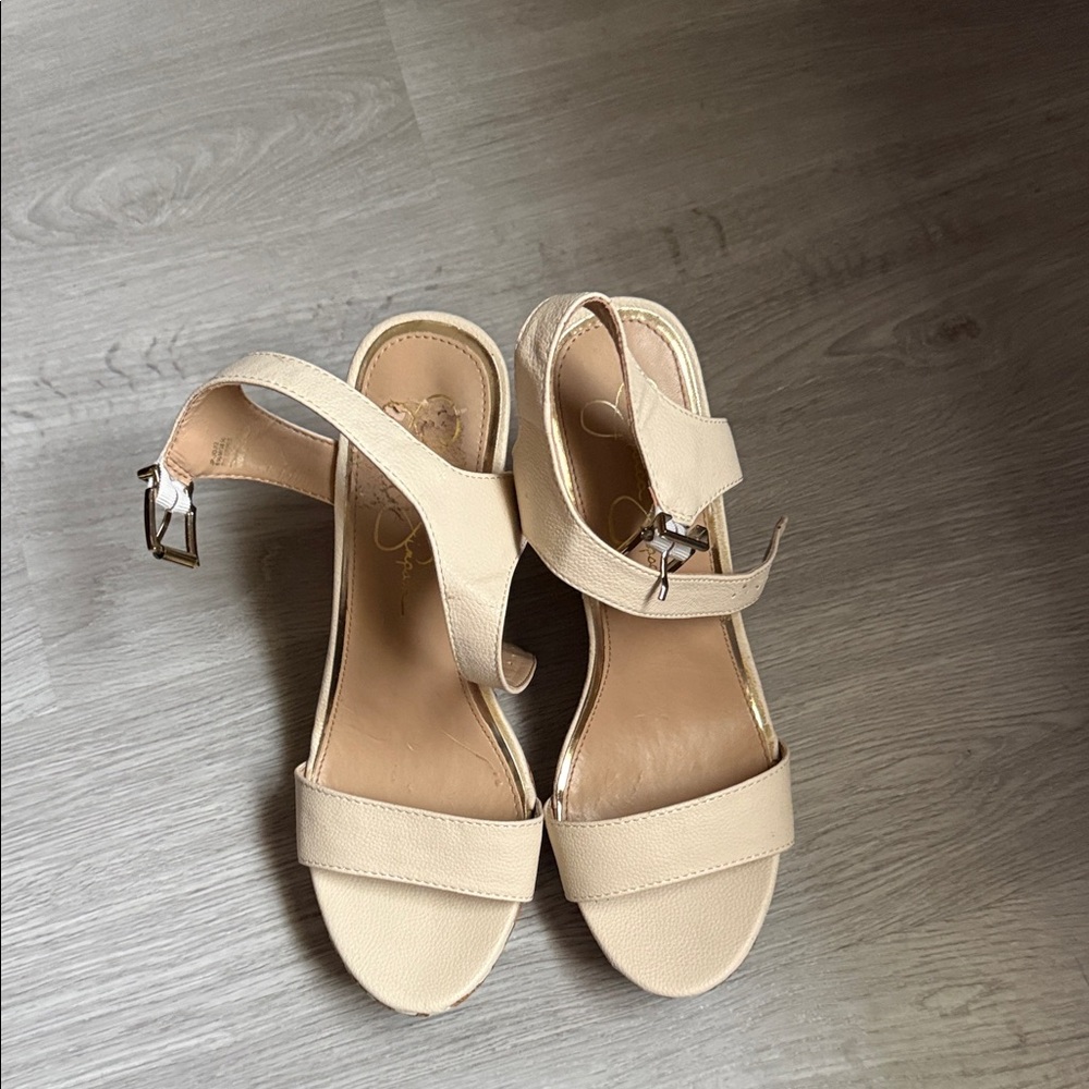 Jessica Simpson Cream Espadrille Block Heel Sandals
